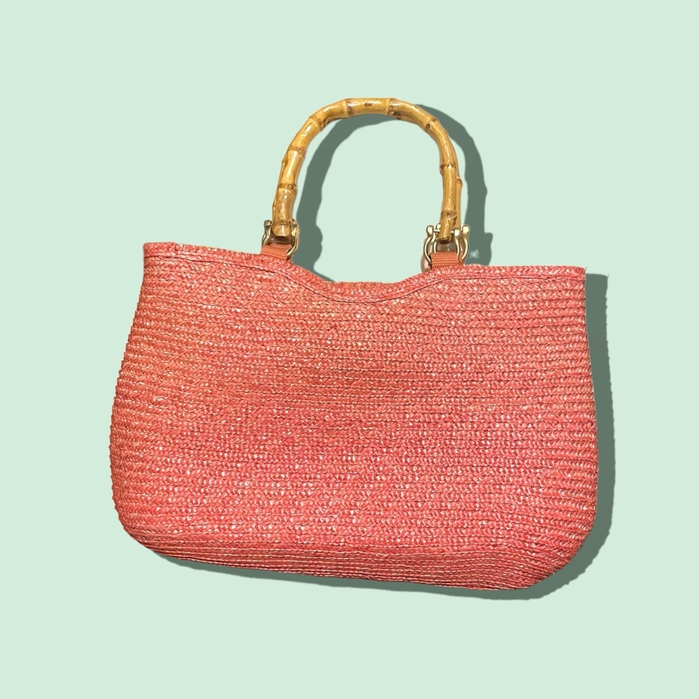 Vintage St. Johns Bay Light Raspberry Woven Handbag